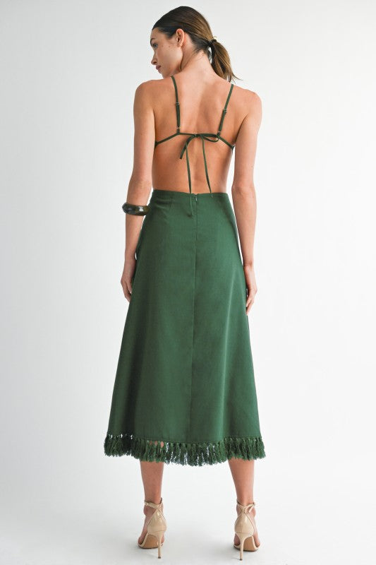 Forest green flower dress- pre-order