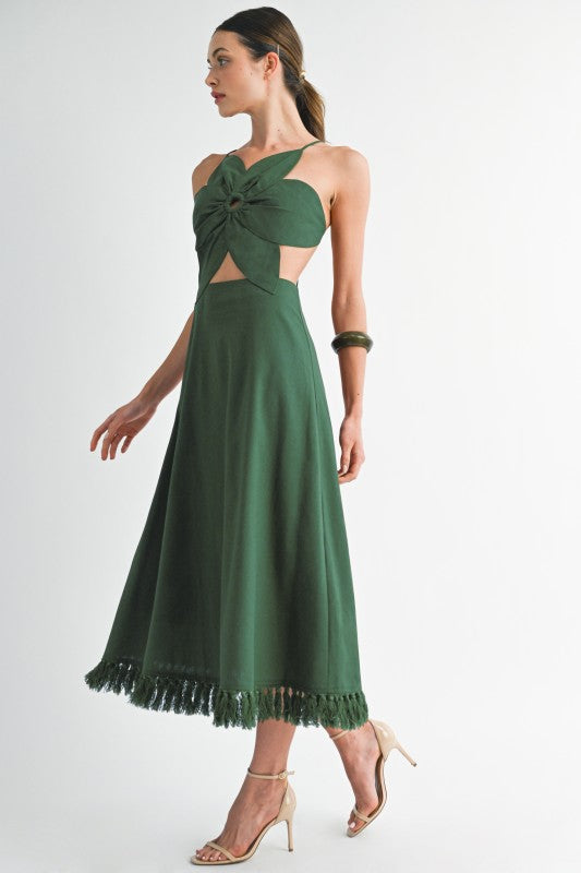 Forest green flower dress- pre-order