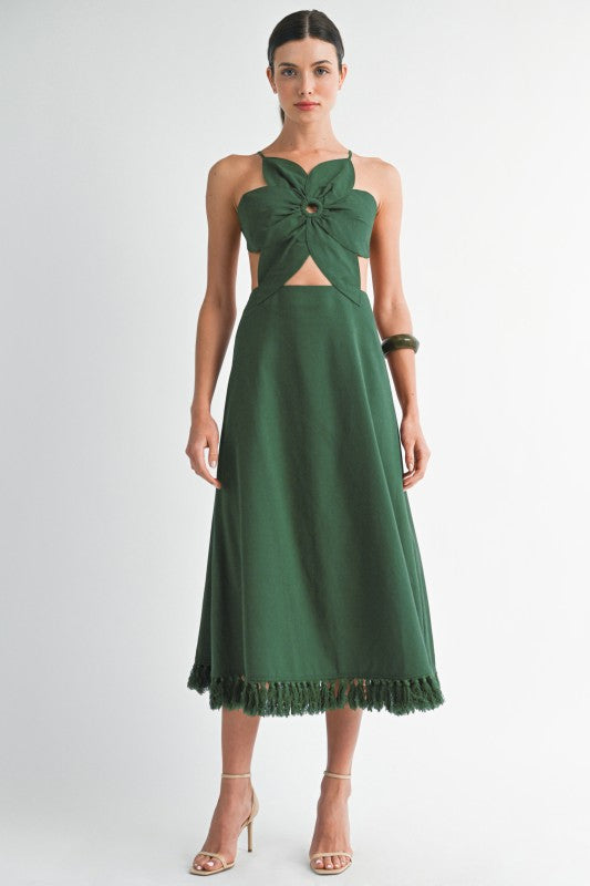 Forest green flower dress- pre-order