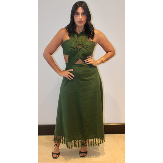 Forest green flower dress