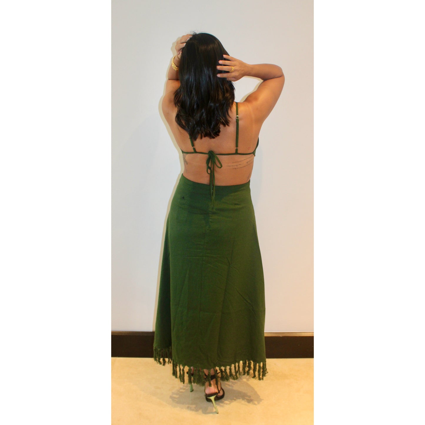Forest green flower dress